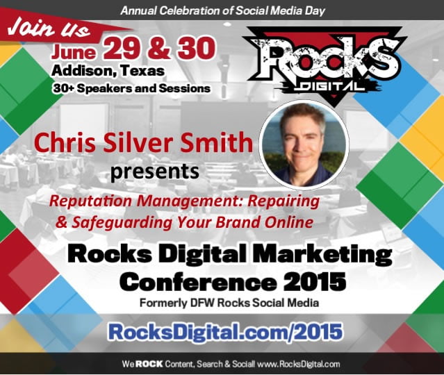 Chris Silver Smith, Reputation Management Expert to present at Rocks Digital Marketing Conference 2015