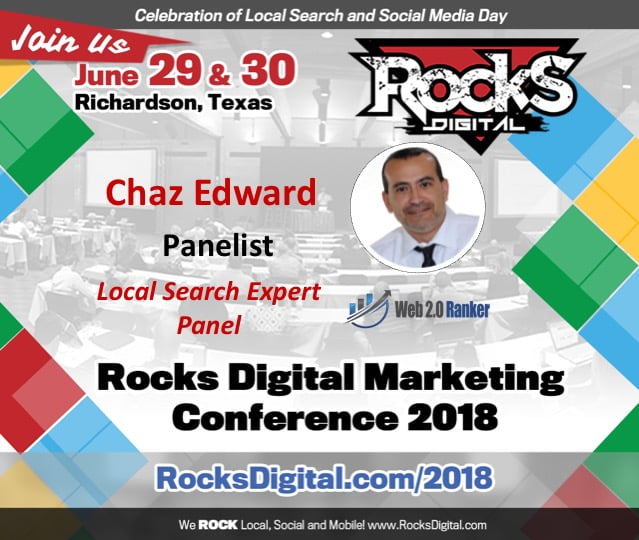 Chaz Edward, Google My Business Aficionado Joins the Local Search Day Panel at Rocks Digital 2018